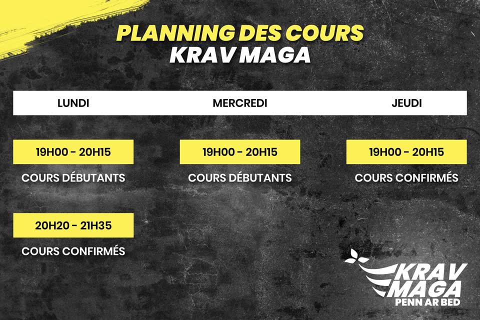 planning des cours de krav maga saison 2024 2025